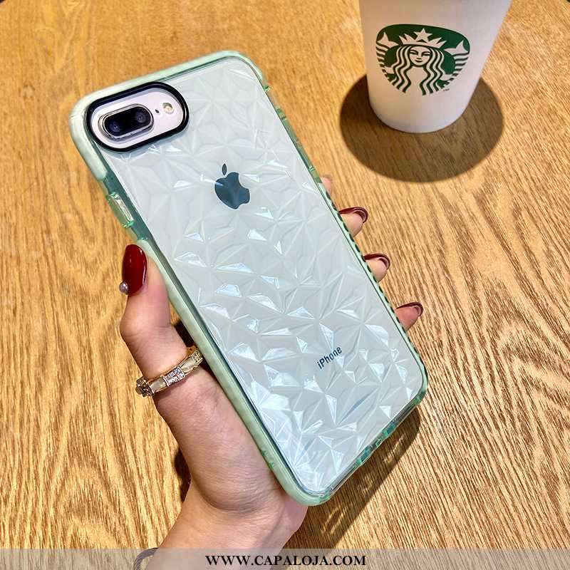 Capas iPhone 8 Plus Tendencia Completa Quadriculada Silicone Verde, Capa iPhone 8 Plus Protetoras Ba