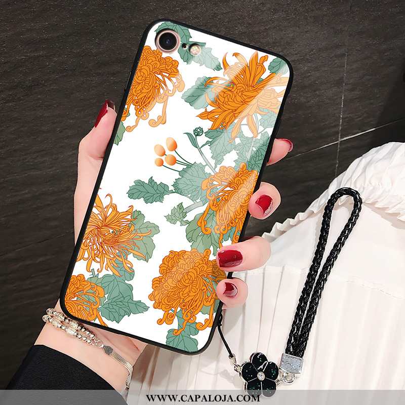 Capas iPhone 8 Tendencia Crisântemo Masculino Girassol Laranja, Capa iPhone 8 Silicone Promoção