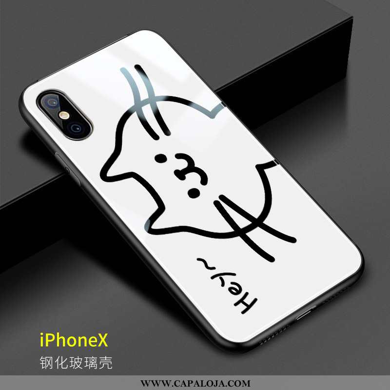 Capas iPhone X Bonitos Gato Antiqueda Branco, Capa iPhone X Vidro Online