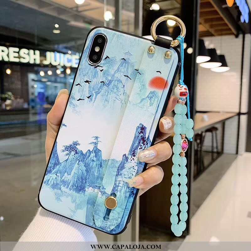 Capas iPhone X Criativas Protetoras Telemóvel Silicone Azul, Capa iPhone X Vintage Barato