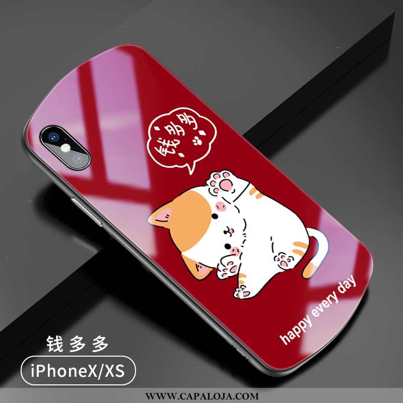 Capas iPhone X Desenho Animado Cases Antiqueda Vidro Vermelho, Capa iPhone X Fofas Barato