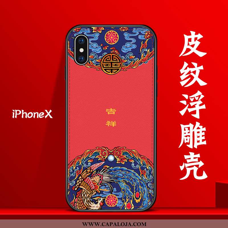 Capas iPhone X Personalizada Couro Telemóvel Tendencia Vermelho, Capa iPhone X Criativas Baratos