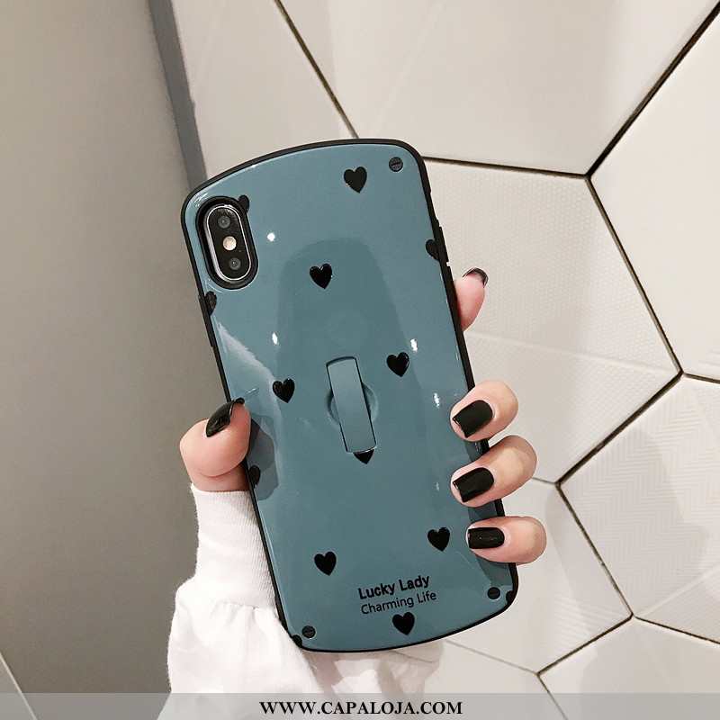 Capas iPhone X Protetoras Coração Antiqueda Casal Azul, Capa iPhone X Tendencia Promoção