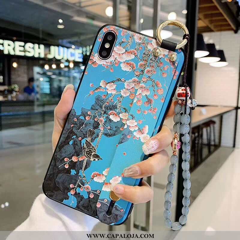 Capas iPhone X Protetoras Feminino Azul Escuro Prata, Capa iPhone X Vintage Online