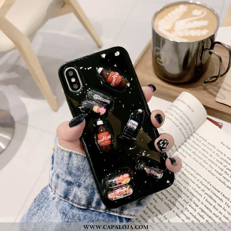 Capas iPhone X Silicone Cola Antiqueda Pequena Preto, Capa iPhone X Tendencia Promoção