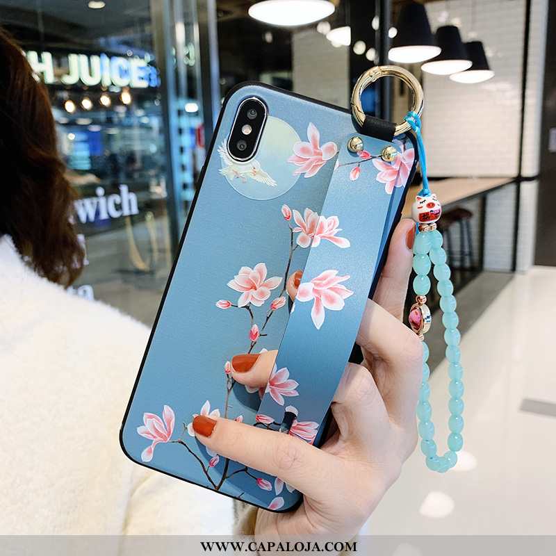 Capas iPhone X Silicone Feminino Soft Azul, Capa iPhone X Cordao Promoção