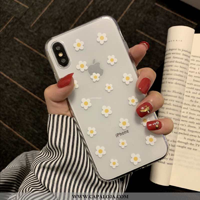 Capas iPhone X Silicone Florido Completa Crisântemo Branco, Capa iPhone X Transparente Online