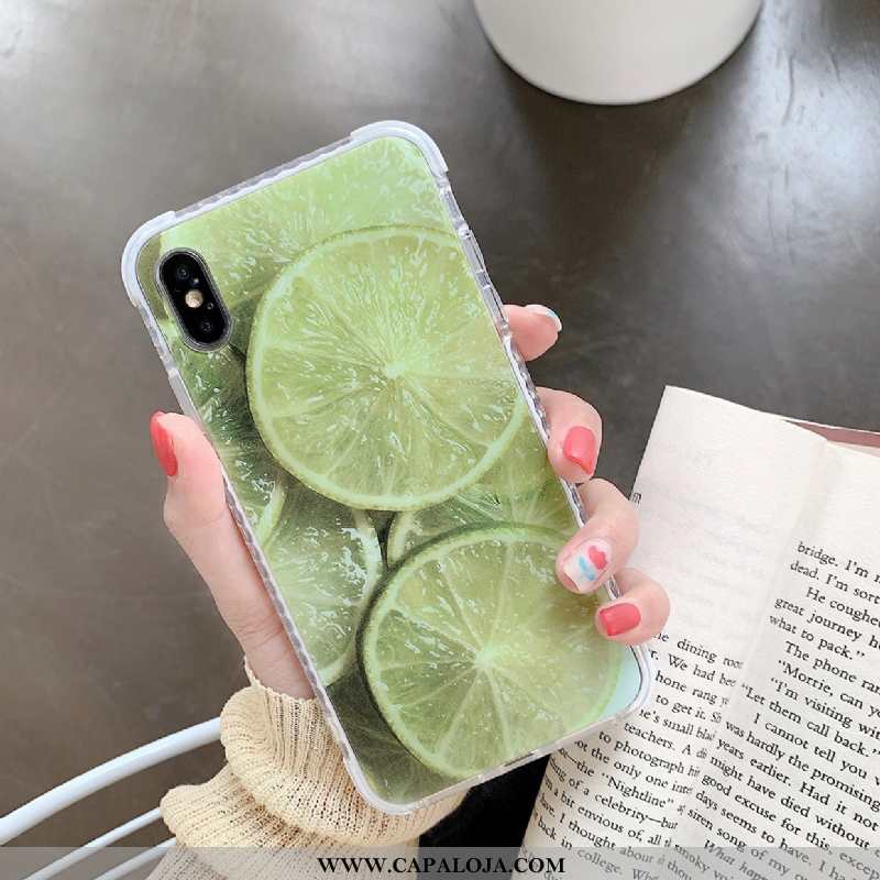 Capas iPhone X Tendencia Telemóvel Verde, Capa iPhone X Silicone Online