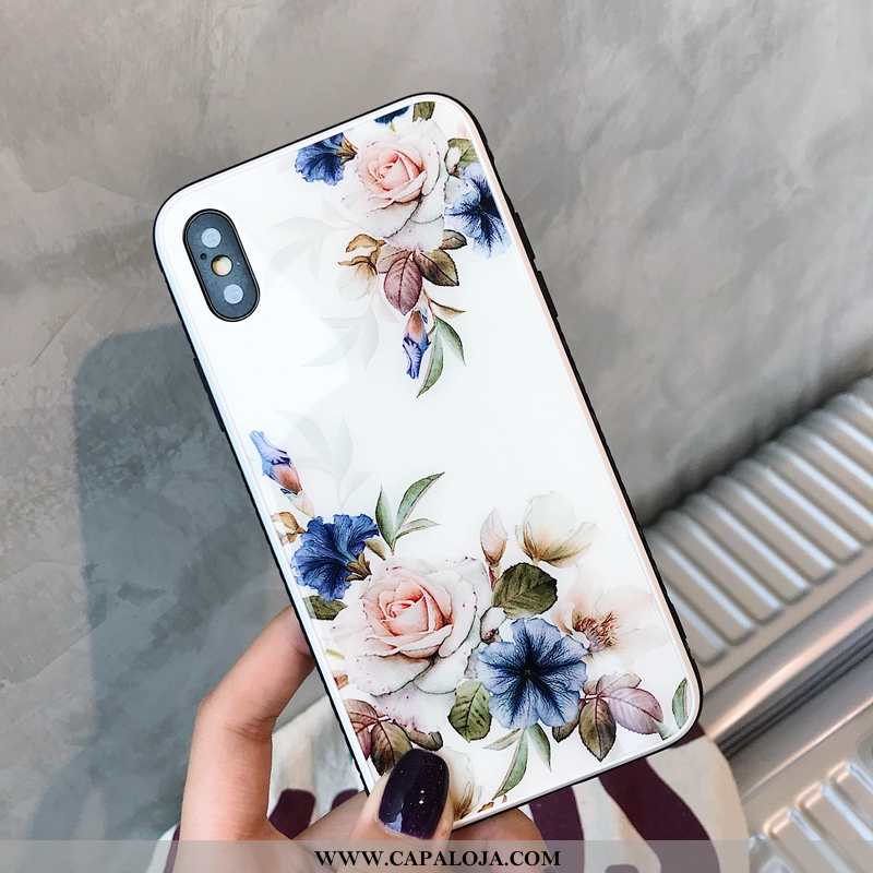 Capas iPhone X Vidro Telemóvel Midi Aço Preto, Capa iPhone X Elegantes Barato