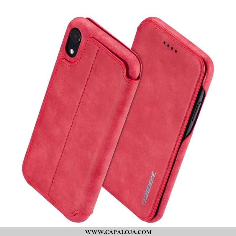 Capas iPhone Xr Couro Vermelha Antiqueda Cover Vermelho, Capa iPhone Xr Super Venda