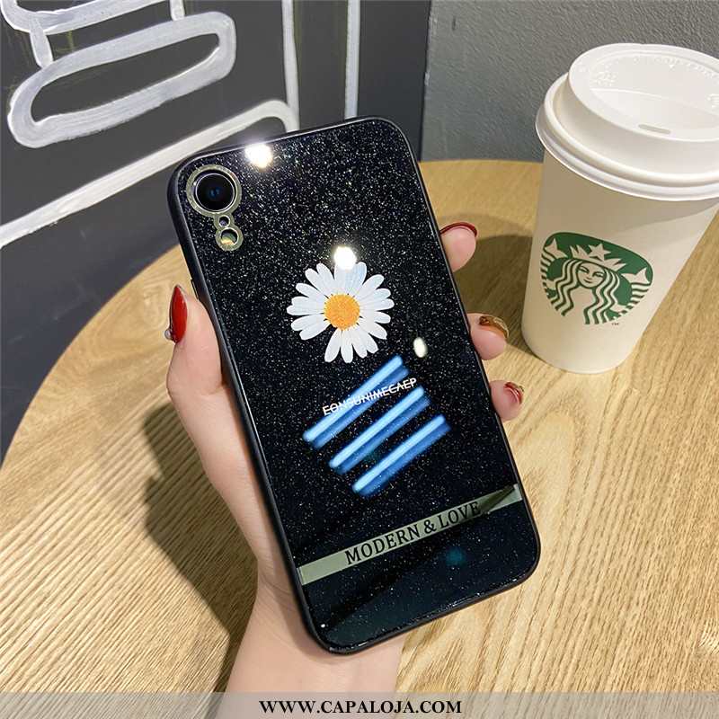 Capas iPhone Xr Silicone Florido Tendencia Preto, Capa iPhone Xr Slim Promoção