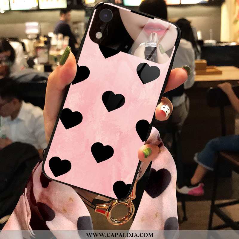 Capas iPhone Xr Vidro Cases Vermelha Coração Rosa, Capa iPhone Xr Tendencia Barato