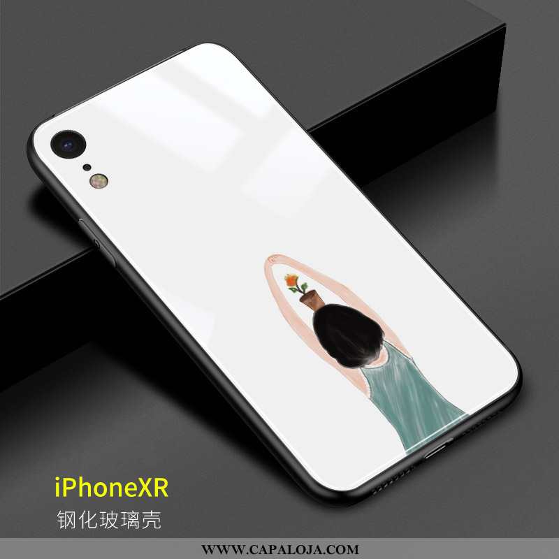 Capas iPhone Xr Vidro Menina Telemóvel Girassol Branco, Capa iPhone Xr Criativas Venda