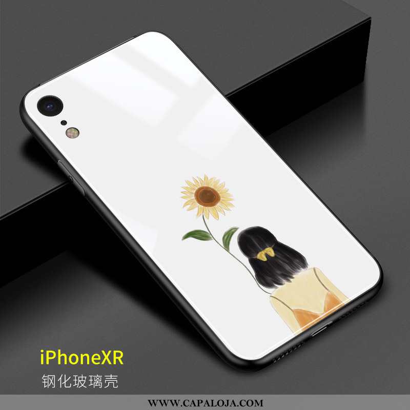 Capas iPhone Xr Vidro Menina Telemóvel Girassol Branco, Capa iPhone Xr Criativas Venda