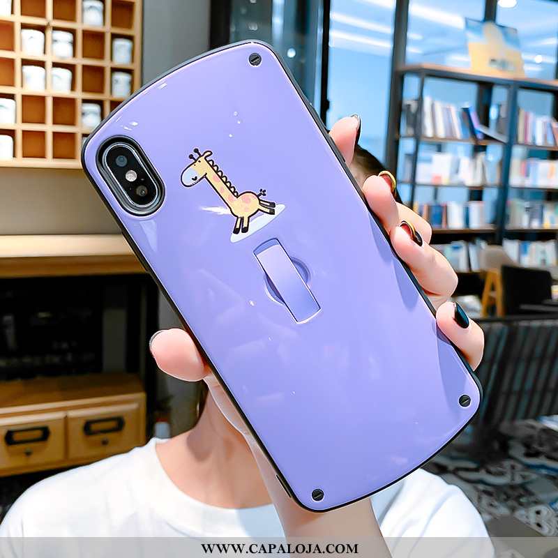 Capas iPhone Xs Desenho Animado Antiqueda Personalizada Moda Roxo, Capa iPhone Xs Bonitos Online