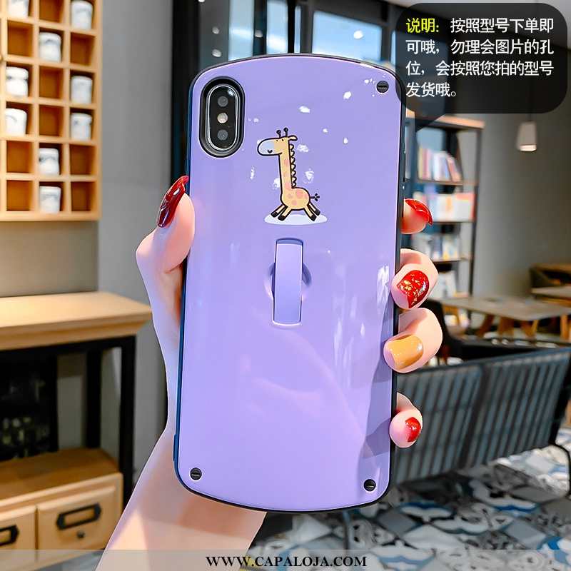 Capas iPhone Xs Desenho Animado Antiqueda Personalizada Moda Roxo, Capa iPhone Xs Bonitos Online