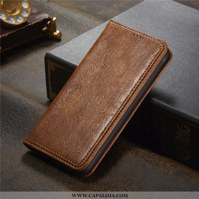 Capas iPhone Xs Max Carteira Personalizada Genuíno Marrom Antiqueda Castanho, Capa iPhone Xs Max Cou