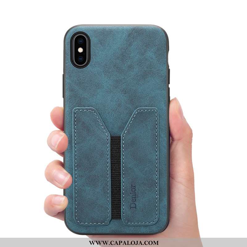 Capas iPhone Xs Max Carteira Telemóvel Cinza, Capa iPhone Xs Max Couro Baratas