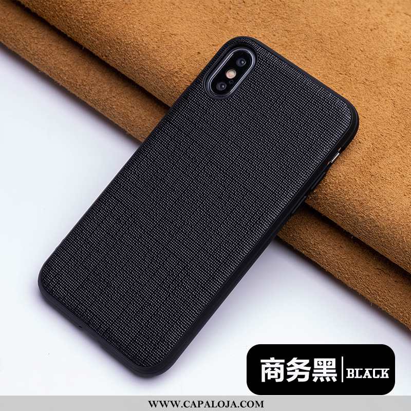 Capas iPhone Xs Max Couro Genuíno Cases Personalizada De Grau Preto, Capa iPhone Xs Max Slim Baratas