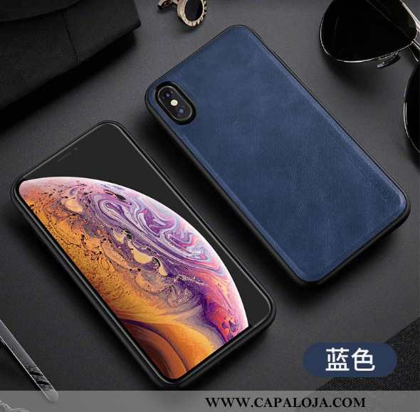 Capas iPhone Xs Max Couro Retro Vermelha Azul, Capa iPhone Xs Max Protetoras Comprar