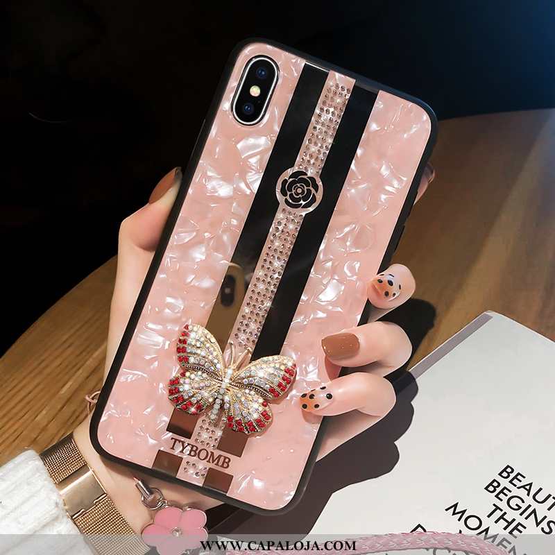 Capas iPhone Xs Max Tendencia Vermelha Silicone Gravata Rosa, Capa iPhone Xs Max Protetoras Promoção