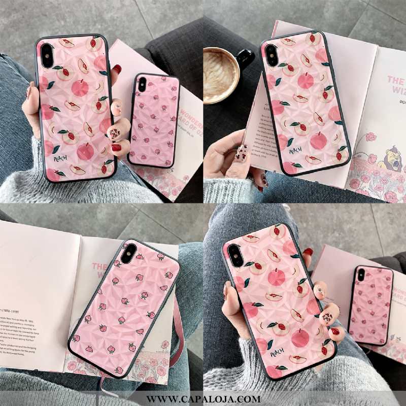 Capas iPhone Xs Personalizada Silicone Casal Telemóvel Rosa, Capa iPhone Xs Criativas Online