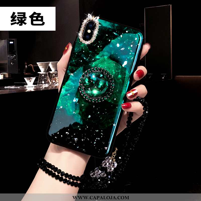 Capas iPhone Xs Strass Vermelha Antiqueda Criativas Verde, Capa iPhone Xs Personalizado Venda