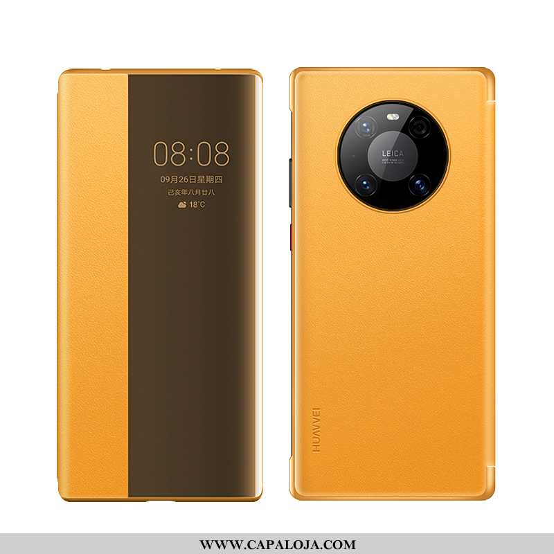 Capa Huawei Mate 40 Pro Soft Quadrada Silicone Transparente Laranja, Capas Huawei Mate 40 Pro Protet