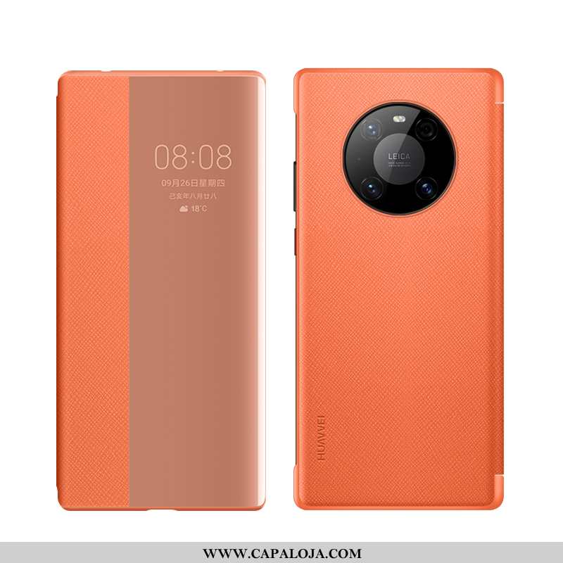 Capa Huawei Mate 40 Pro Soft Quadrada Silicone Transparente Laranja, Capas Huawei Mate 40 Pro Protet