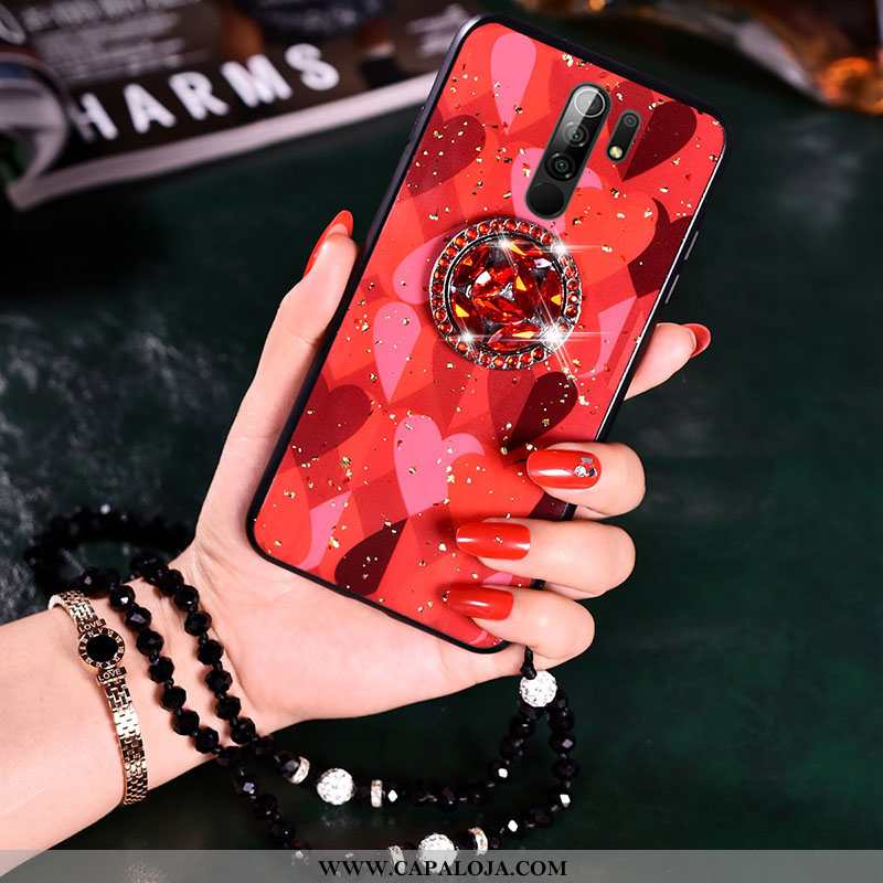 Capa Xiaomi Redmi 9 Bonitos Vermelho Malha Estilosas Colorido, Capas Xiaomi Redmi 9 Tendencia Online