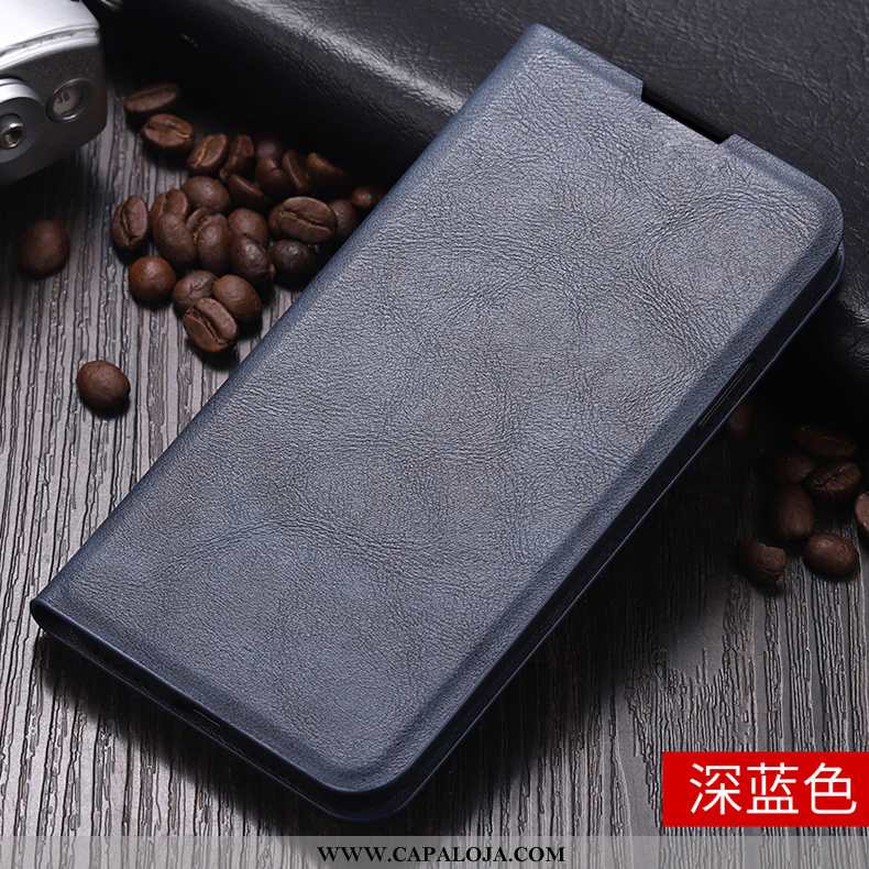 Capa Xiaomi Redmi 9 Couro Azul Escuro Antiqueda Telemóvel, Capas Xiaomi Redmi 9 Soft Promoção