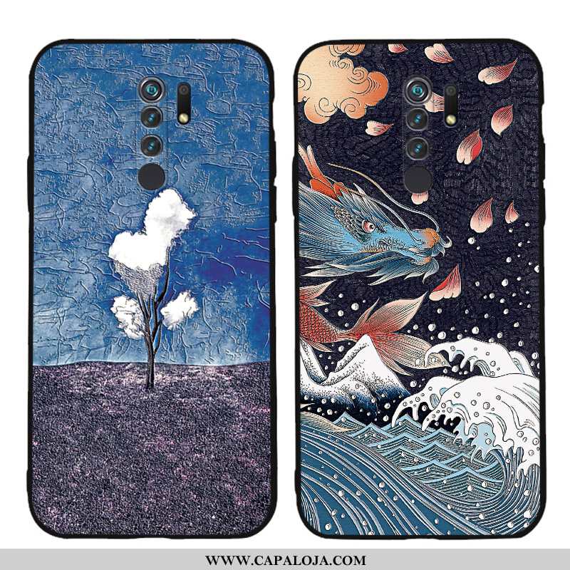 Capa Xiaomi Redmi 9 Criativas Malha Telinha Protetoras Azul, Capas Xiaomi Redmi 9 Slim Baratas