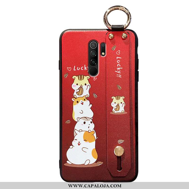 Capa Xiaomi Redmi 9 Soft Telemóvel Malha Fosco Vermelho, Capas Xiaomi Redmi 9 Protetoras Barato