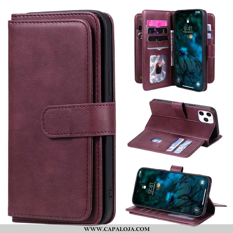 Capa iPhone 12 Pro Max Couro Cases Roxa Telemóvel Roxo, Capas iPhone 12 Pro Max Carteira Barato