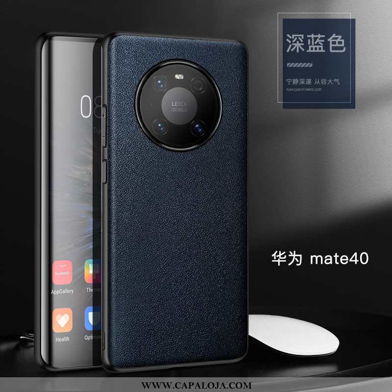 Capas Huawei Mate 40 Couro Genuíno Layer Telemóvel Verde, Capa Huawei Mate 40 Couro Baratas