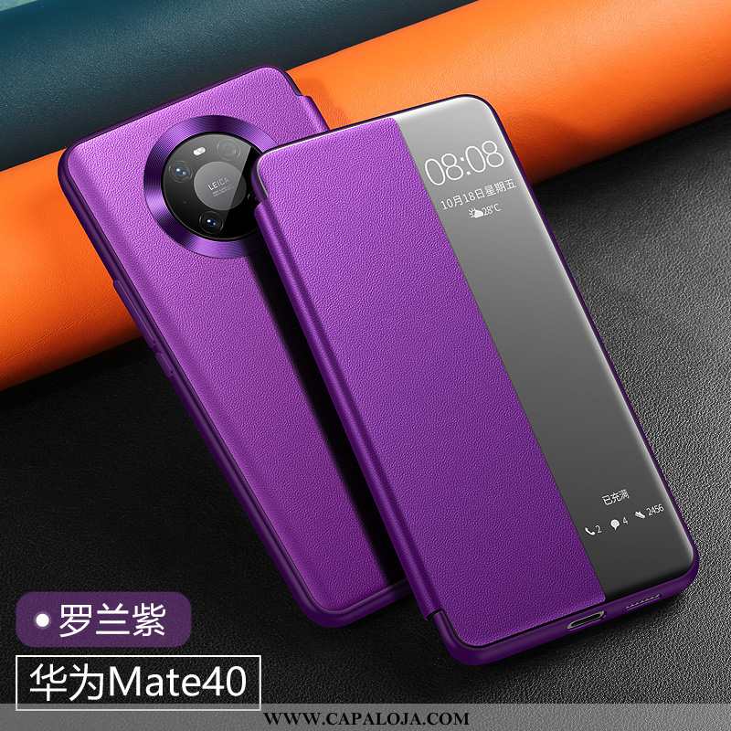 Capas Huawei Mate 40 Couro Legitimo Cover Nova Telemóvel Laranja, Capa Huawei Mate 40 Couro Venda