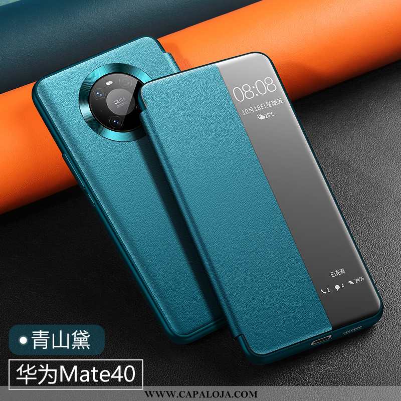 Capas Huawei Mate 40 Couro Legitimo Cover Nova Telemóvel Laranja, Capa Huawei Mate 40 Couro Venda