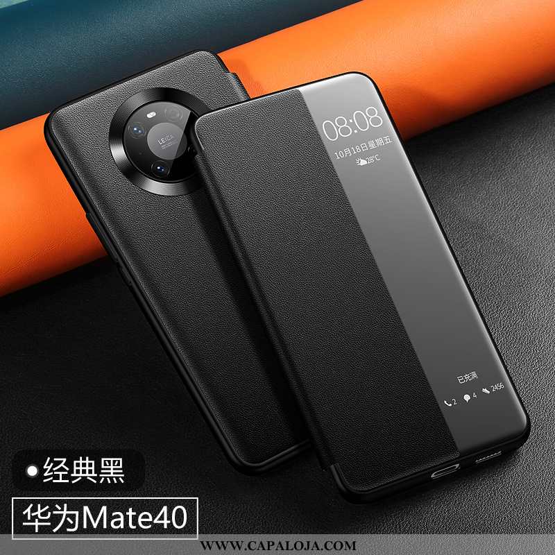 Capas Huawei Mate 40 Couro Legitimo Cover Nova Telemóvel Laranja, Capa Huawei Mate 40 Couro Venda