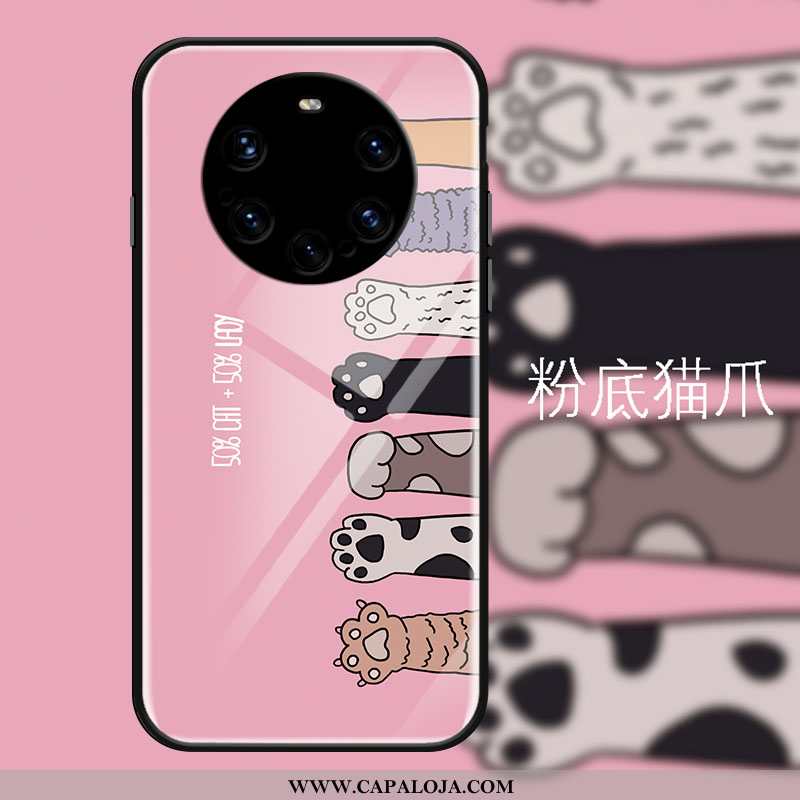 Capas Huawei Mate 40 Pro+ Vidro Coração Protetoras Rosa, Capa Huawei Mate 40 Pro+ Cordao Barato