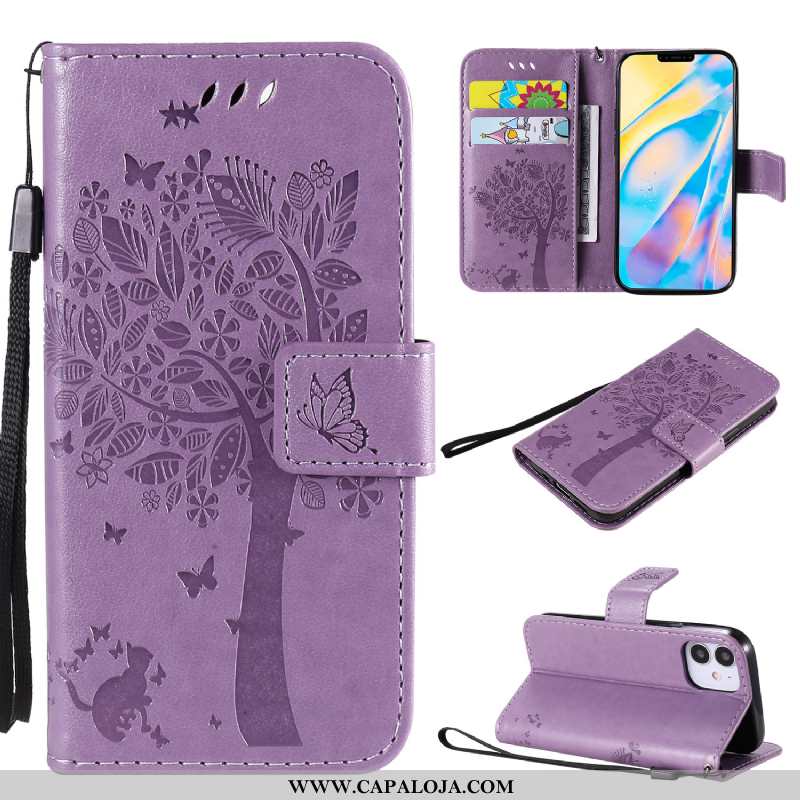 Capas iPhone 12 Pro Max Protetoras Couro Antiqueda Telemóvel Roxo, Capa iPhone 12 Pro Max Desenho An