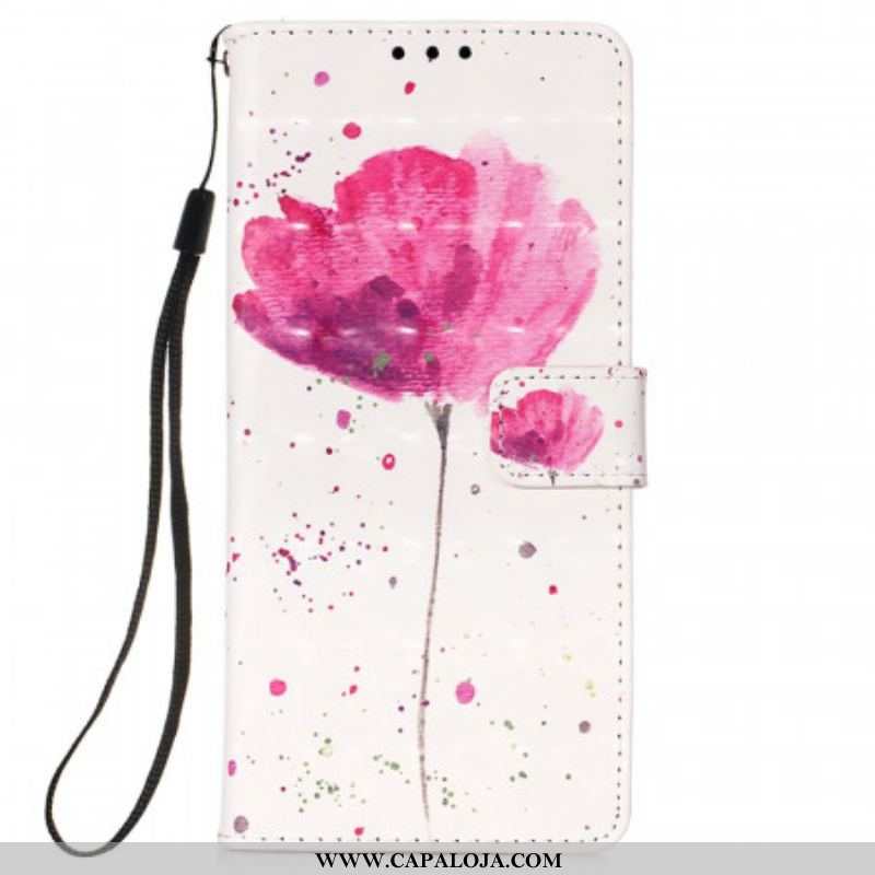 Capa Capa De Couro Para Samsung Galaxy S22 Ultra 5G Papoula Aquarela