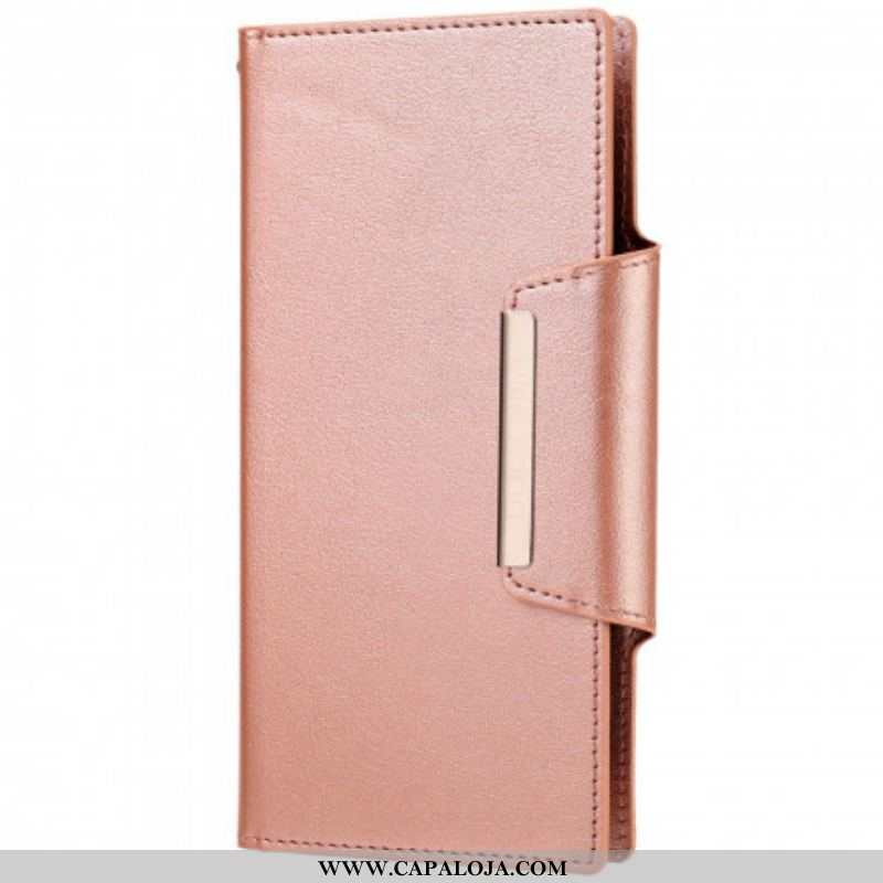 Capa Capa Flip Para Samsung Galaxy S21 Ultra 5G Fecho De Prata Destacável