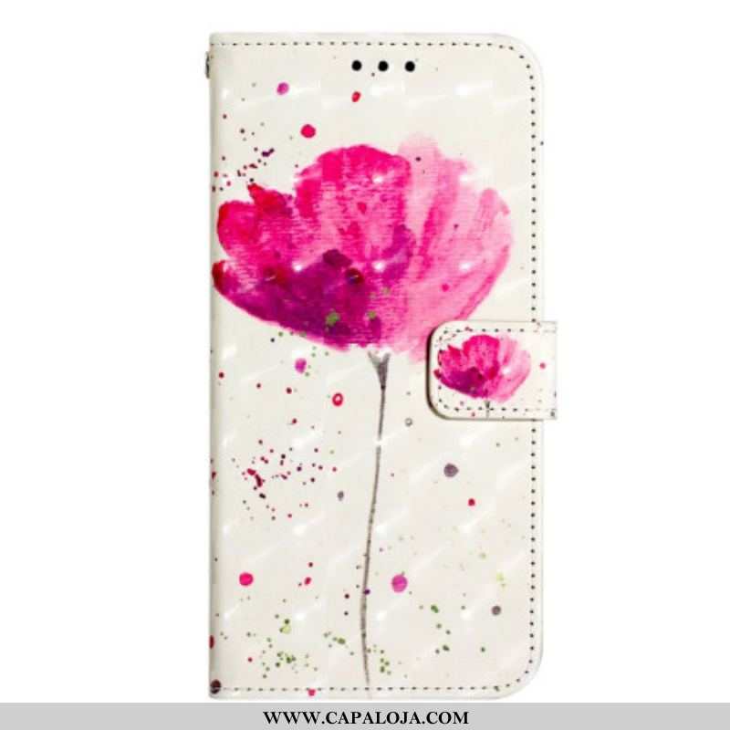 Capa Capa Folio Para Samsung Galaxy A14 / A14 5G De Cordão Strap Poppy