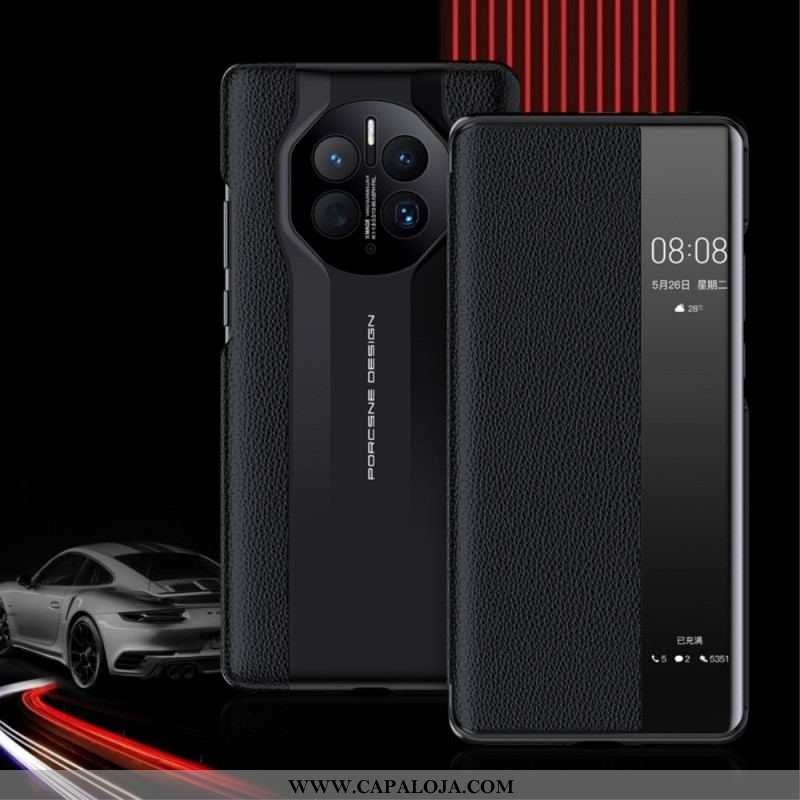 Capa De Celular Para Huawei Mate 50 Pro Couro Sintético De Lichia