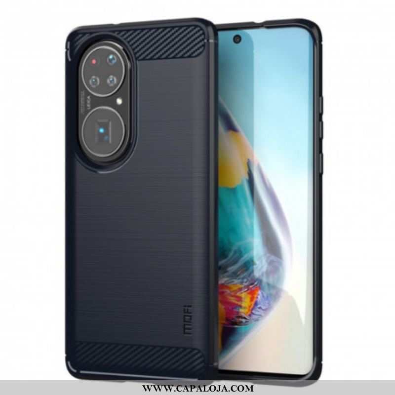 Capa De Celular Para Huawei P50 Pro Fibra De Carbono Escovada Mofi