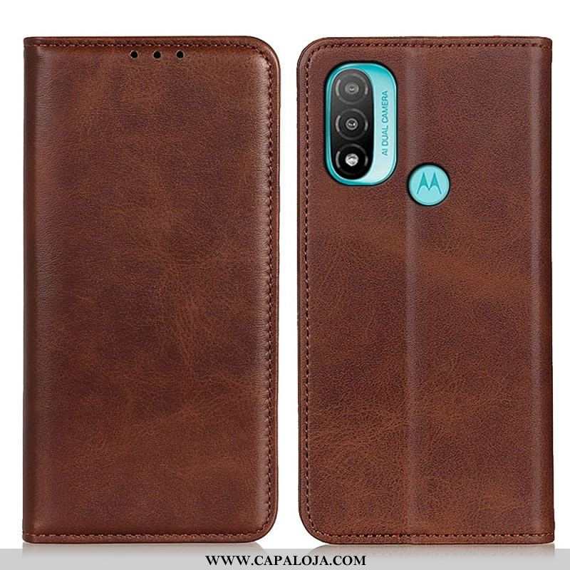 Capa De Celular Para Moto E40 / E30 / E20 Flip Couro Rachado Elegância