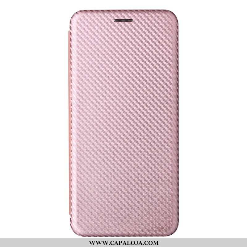 Capa De Celular Para Moto E40 / E30 / E20 Flip Fibra De Carbono