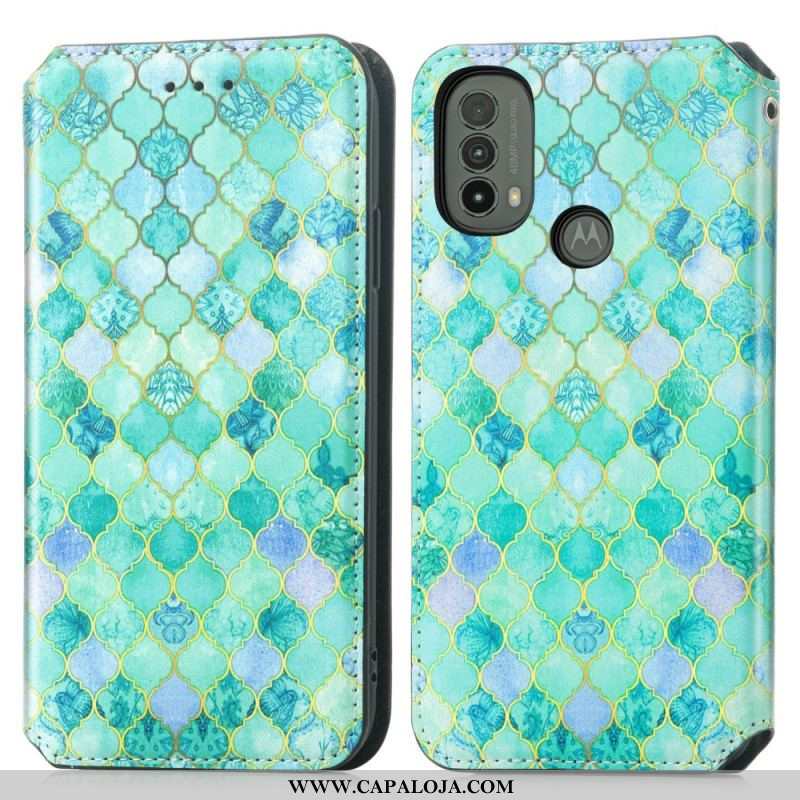 Capa De Celular Para Moto E40 / E30 / E20 Flip Rfid Artístico