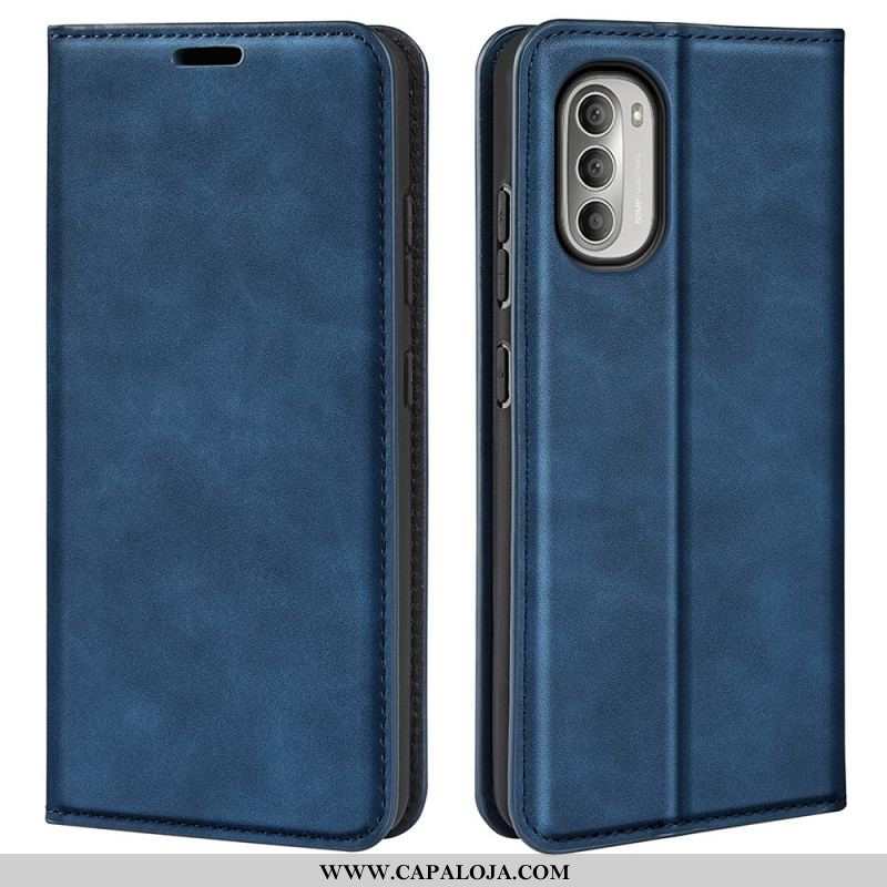 Capa De Celular Para Moto G51 5G Flip Efeito Couro Macio Seda