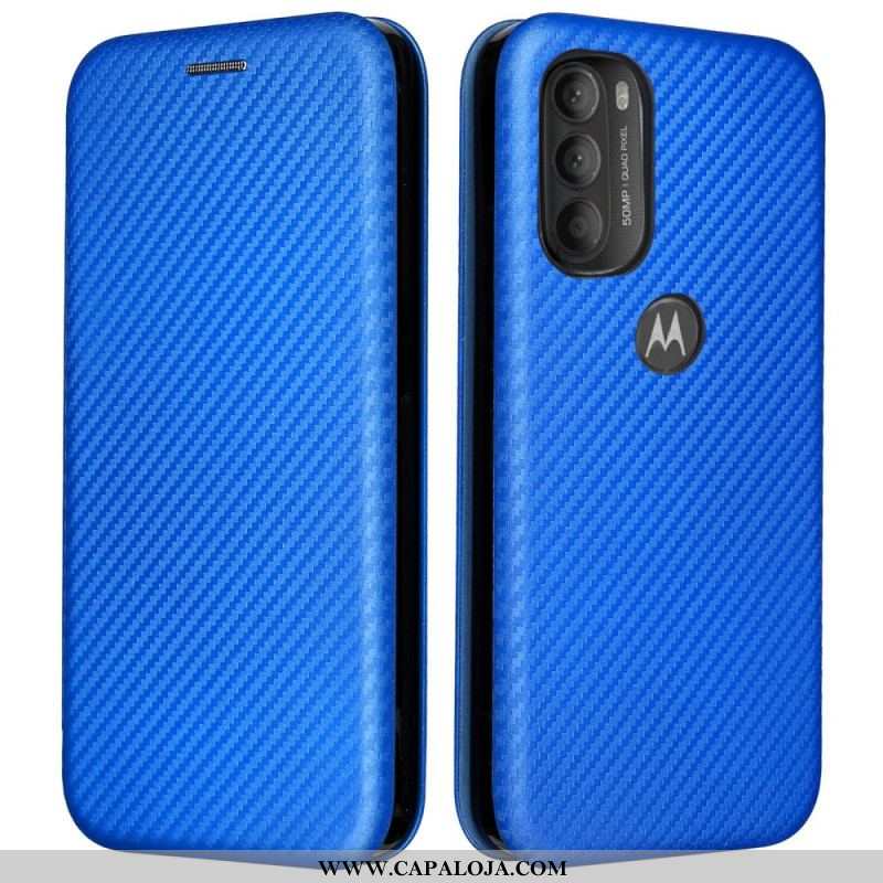 Capa De Celular Para Moto G71 5G Flip Silicone De Carbono Colorido